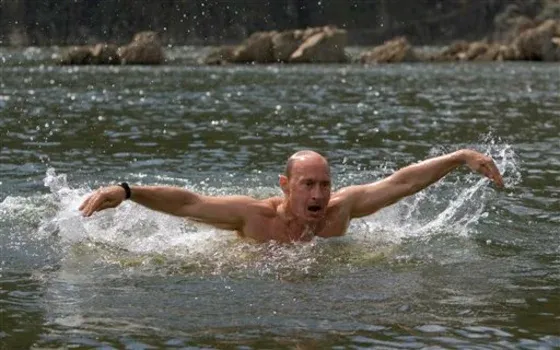 An Image of Putin swimming